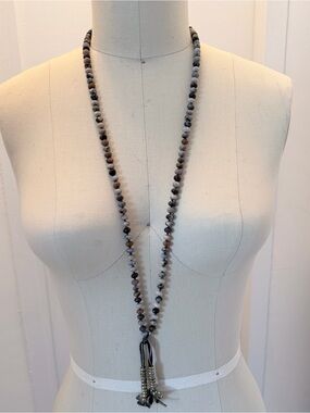 JEN STOCK Dendritic Agate Higher Self Mala Necklace 136-Bead Tibetan Tally